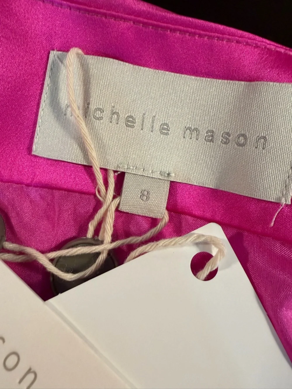 NWT Michelle Mason ‘Ruched Silk-Satin Mini Skirt’ in “Bright Pink” Size 8